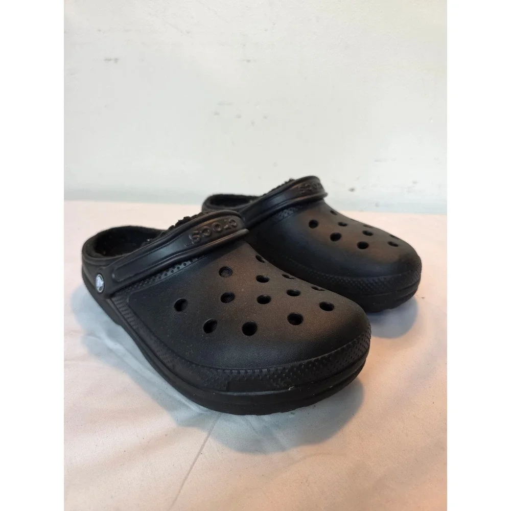 Crocs Classic Fuzz Lined Clogs Black Mens 9 Womens 11 Slip On Shoes